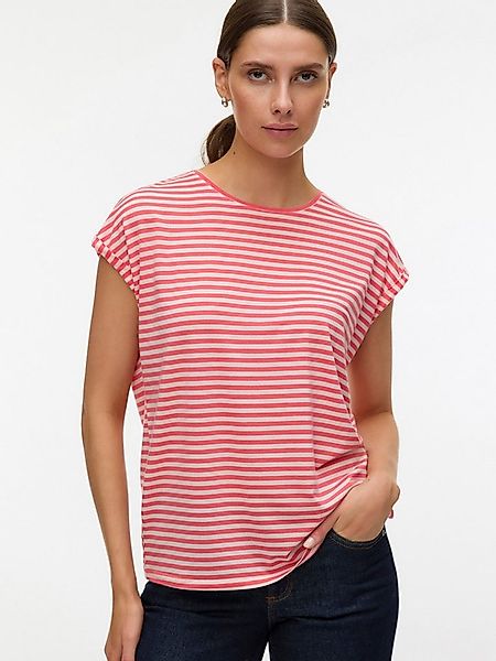 Vero Moda Rundhalsshirt VMAVA PLAIN SS TOP STRIPE GA JRS NOOS Materialmix, günstig online kaufen