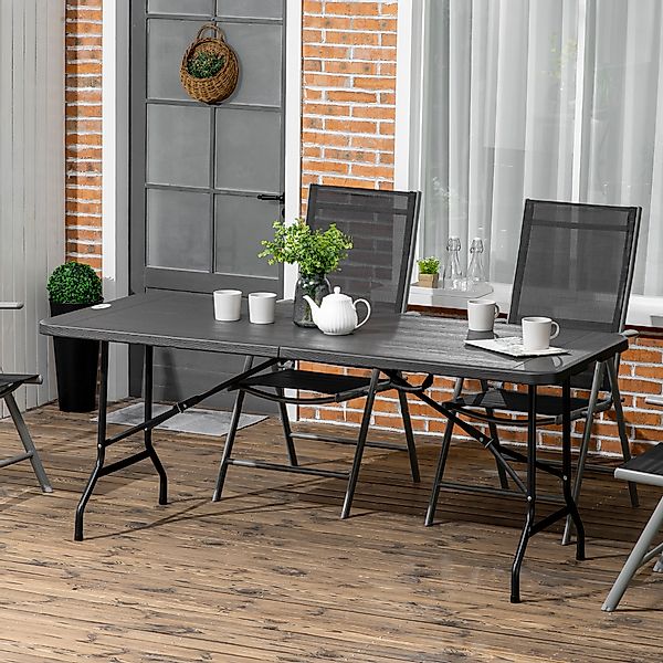 Outsunny Gartentisch Klapptisch für 6 Personen, Buffettisch mit Stahlgestel günstig online kaufen