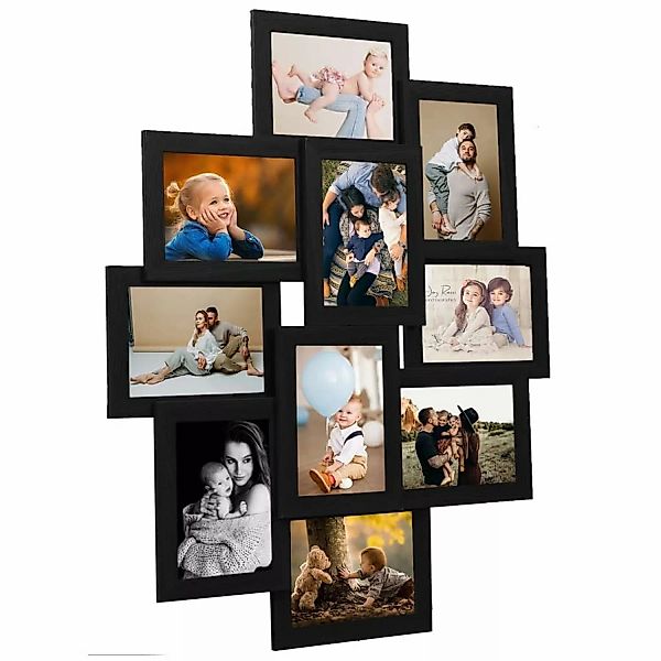 vidaXL Collage Bilderrahmen für 10x10x15 cm Fotos Schwarz MDF günstig online kaufen