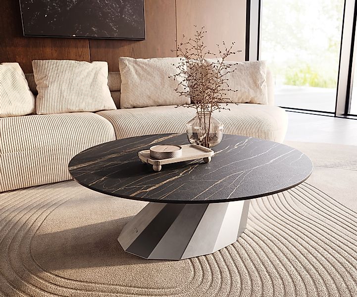 Couchtisch Edge Rund 100x100 cm Keramik Laminam® Noir Desir Braun Parabi Ed günstig online kaufen