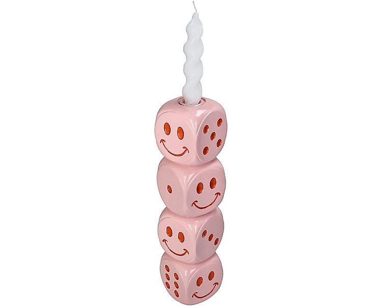 Kersten BV Kerzenhalter Smiley-Würfel Turm in Pink (1 St), 7.5 x 7.5 x 29.5 günstig online kaufen