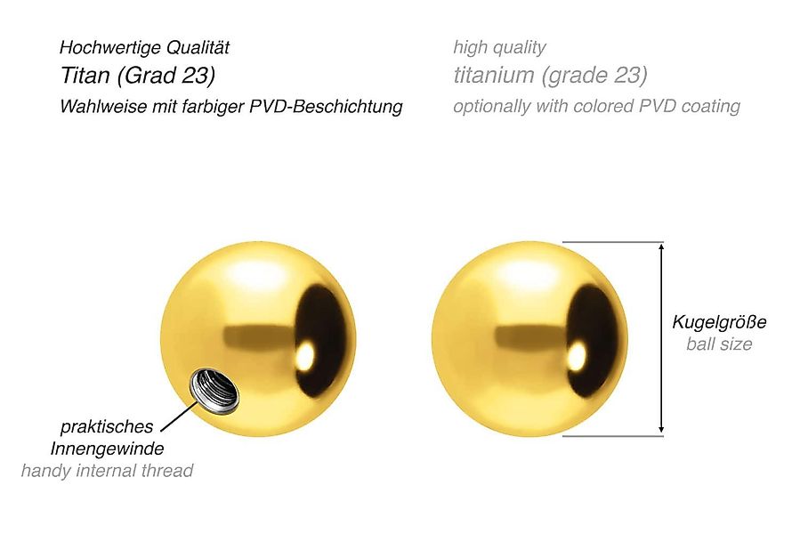 PIERCINGLINE Piercing-Set Titan Schraubkugel (Schraub-Aufsätze / günstig online kaufen