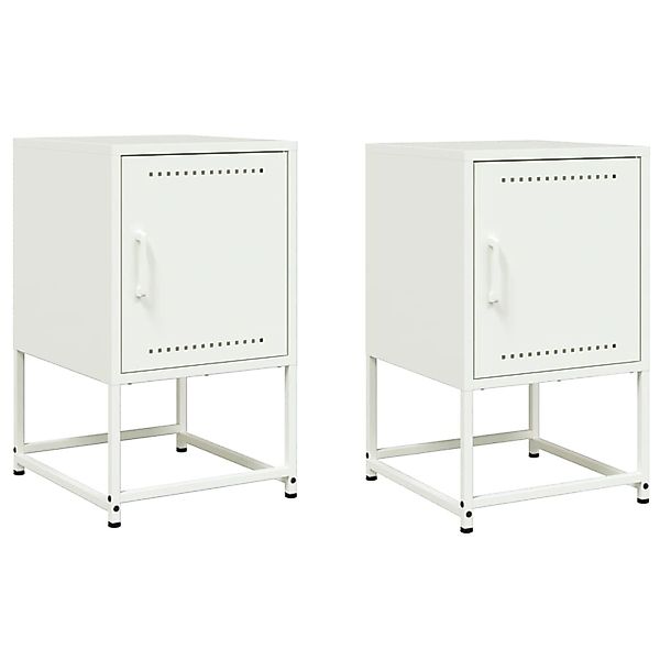 vidaXL Nachttische 2 Stk, Weiß 36x39x60,5 cm Stahl 846457 günstig online kaufen