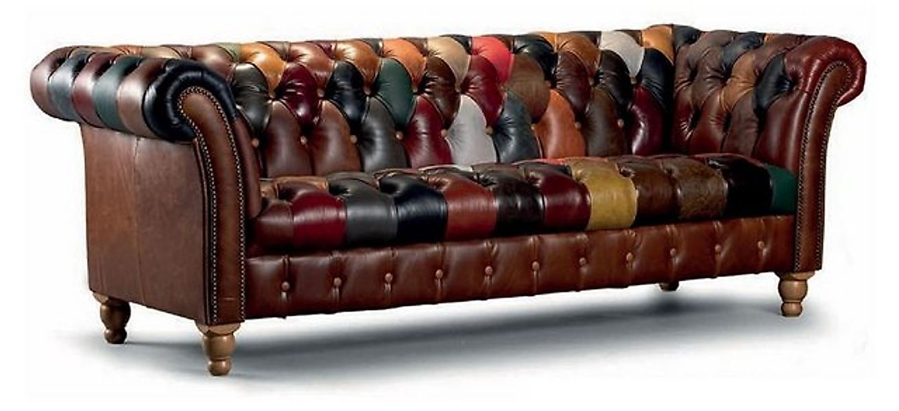 Casa Padrino Chesterfield-Sofa Casa Padrino Luxus Chesterfield Echtleder 2e günstig online kaufen