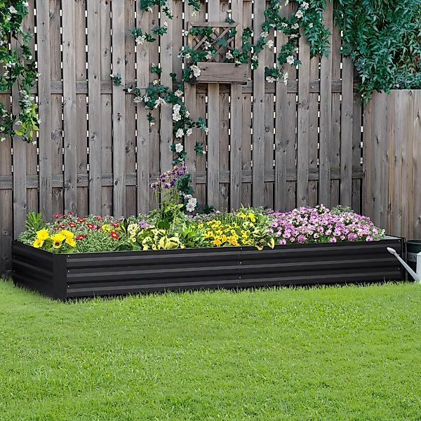 Outsunny Hochbeet aus Stahl 241 x 90,5 x 30 cm Pflanzkasten Blumenkasten Ga günstig online kaufen
