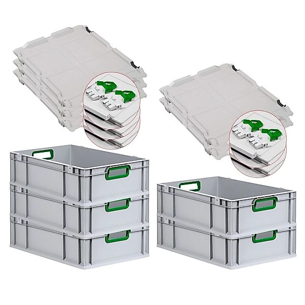 PROREGAL Spar Set 5x Eurobox Nextgen Color Mit Scharnierdeckel & Schiebesch günstig online kaufen