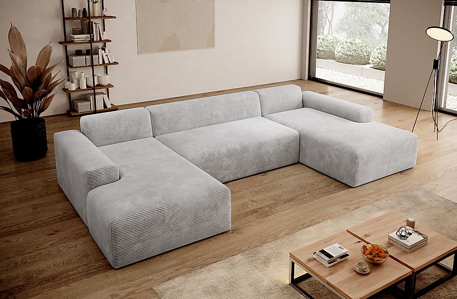 PROMETO Möbel Ecksofa Empire Ecksofa U-Form, Sofa U-Form Beige und Grau günstig online kaufen