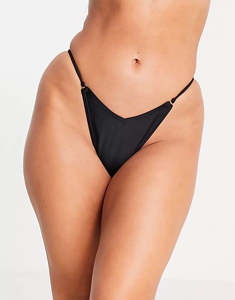 South Beach – Mix and Match – Exklusive Bikinihose in Schwarz mit hohem Bei günstig online kaufen