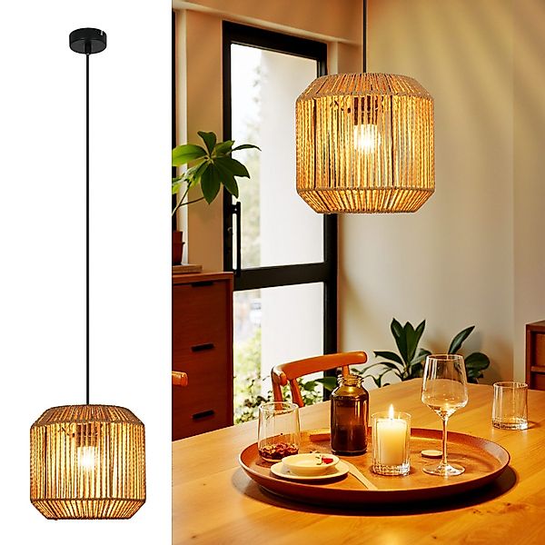 Nettlife Pendelleuchte Esstisch Rattan Vintage 1 günstig online kaufen