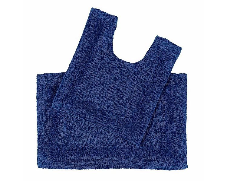 Homescapes Badematte 2-tlg. Badgarnitur dunkelblau aus 100% Baumwolle, Höhe günstig online kaufen