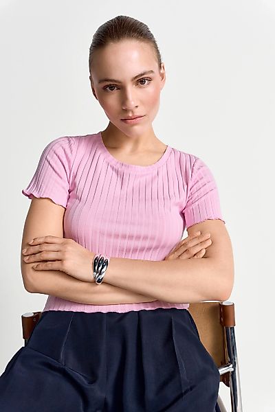 RICHROYAL Kurzarmshirt Mit gewelltem Saum an Rumpf und Ärmeln günstig online kaufen