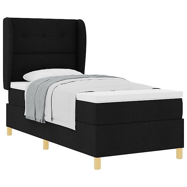 vidaXL Bett Bettgestell mit Matratze Schwarz Stoff 90 x 190 cm Bettmatratze günstig online kaufen