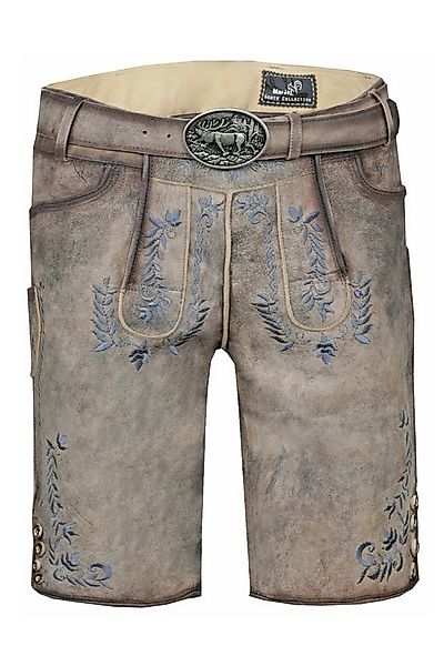 MarJo Trachtenlederhose Lederhose Herren kurz - GREDING - steingrau/denim günstig online kaufen