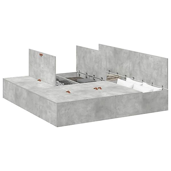 vidaXL Aufbewahrungsbettgestell Beton Grau 200 x 200 cm Holzwerkstoff 33353 günstig online kaufen