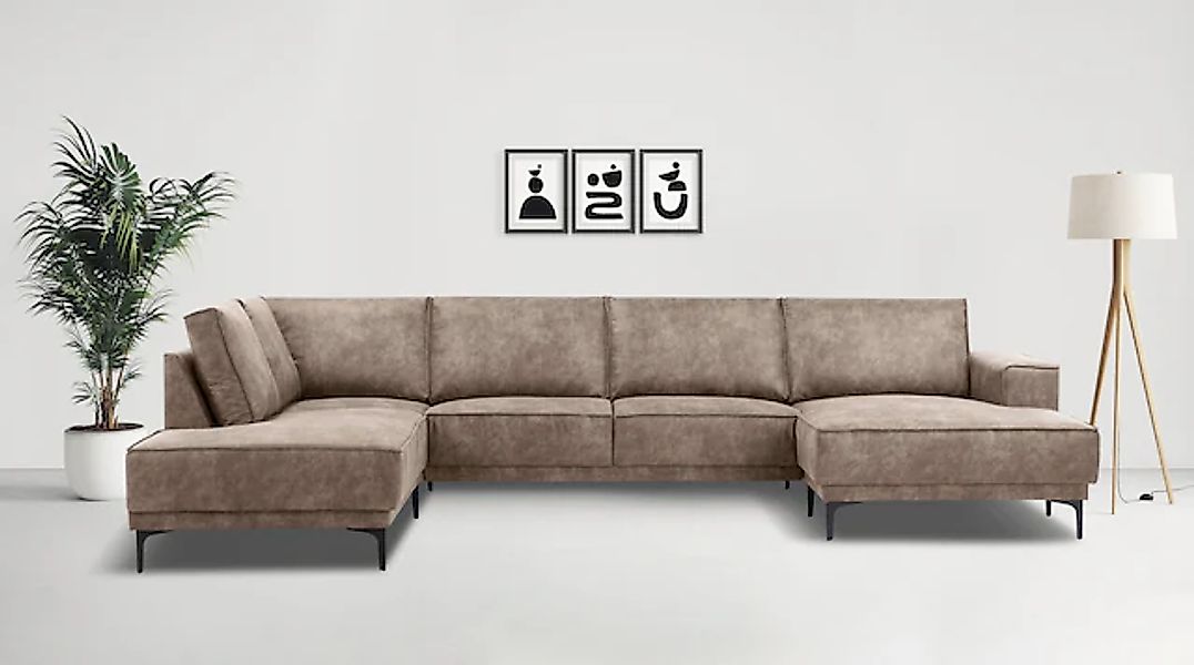 Places of Style Wohnlandschaft »XXL Sofa Oland, Struktur, Flachgewebe, Luxu günstig online kaufen