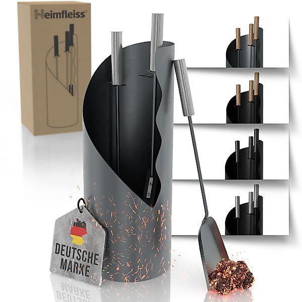 Heimfleiss® Kamingarnitur Modernes Kaminbesteck aus Stahl günstig online kaufen