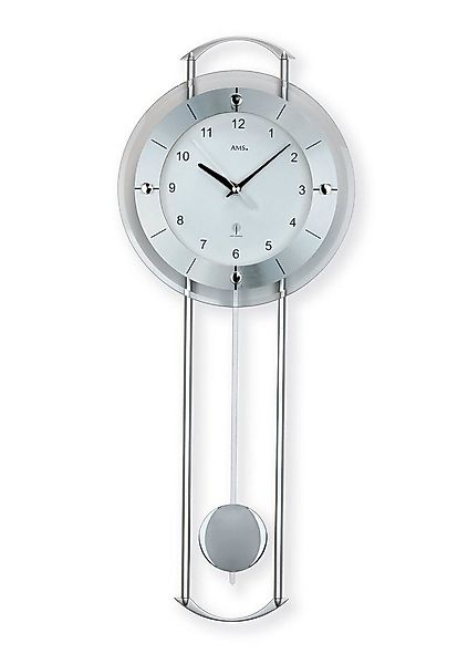 AMS Funk-Pendelwanduhr F5254 (Quarzuhr, Aluminium-/Metallgehäuse,Esszimmer, günstig online kaufen