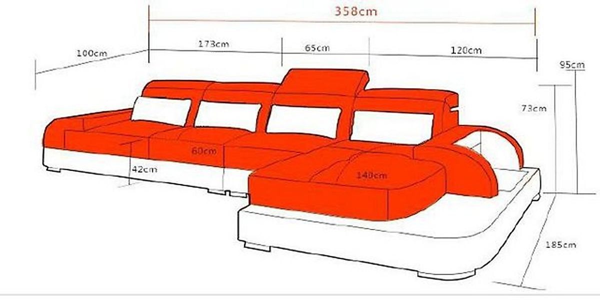 Xlmoebel Ecksofa Polster-Sofa mit USB-Anschluss und Ecksitzgarnitur aus Led günstig online kaufen