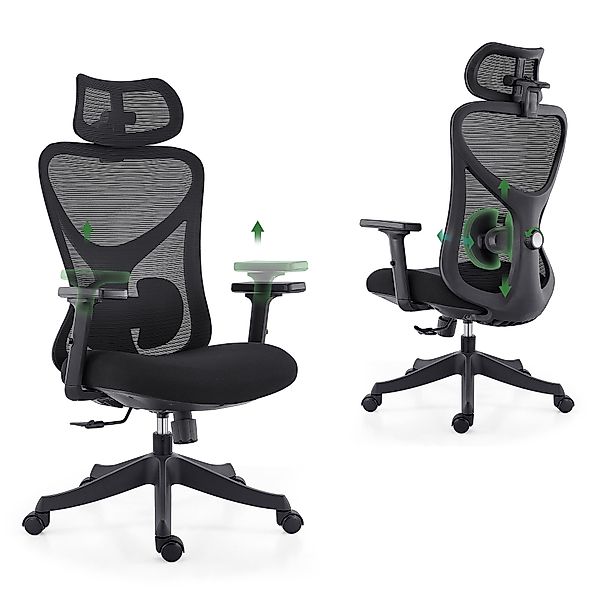 CALIYO Bürostuhl Ergonomisch Schreibtischstuhl, klappbare Armlehnen günstig online kaufen