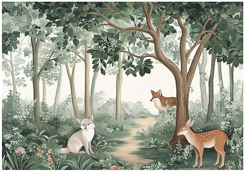 Wallarena Fototapete Kinderzimmer Tiere Natur Wald Vlies Tapete Kinder Wand günstig online kaufen