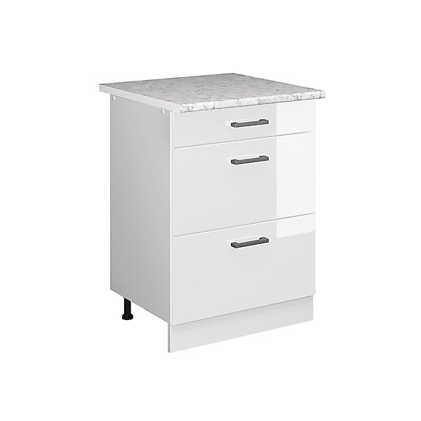 Vicco Küchenunterschrank R-Line Weiß Hochglanz/Weiß 60 cm mit Schubladen AP günstig online kaufen