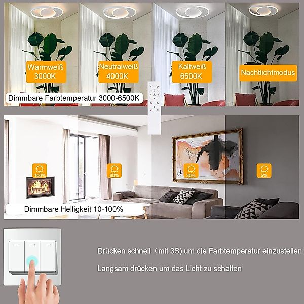 Nettlife LED Deckenleuchte Flach Weiß Dimmbar günstig online kaufen