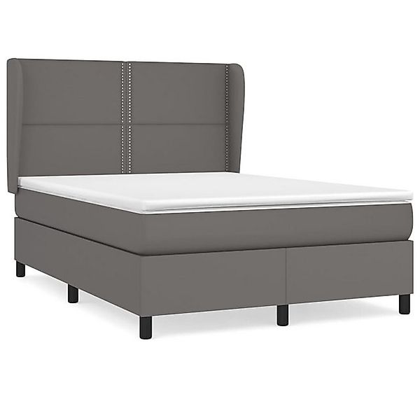 vidaXL Boxspringbett, Boxbett mit Matratze Grau 140x200 cm Kunstleder günstig online kaufen