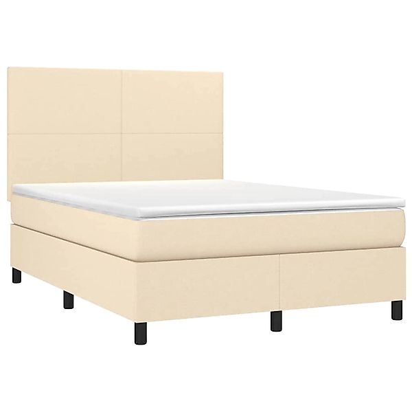 vidaXL Boxspringbett mit Matratze & LED Creme 140x200 cm Stoff 3134722 günstig online kaufen