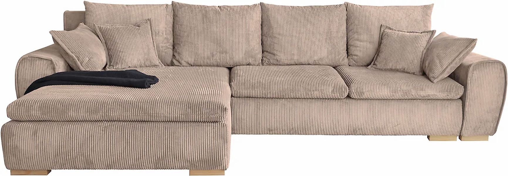 Home affaire Ecksofa "Katja L-Form", Cord Bezug, inkl. Schlaffunktion und S günstig online kaufen