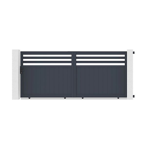 Casanoov Schiebetor Nevis 370x160cm Aluminium & 2 Eifel Pfosten H.190cm Gra günstig online kaufen