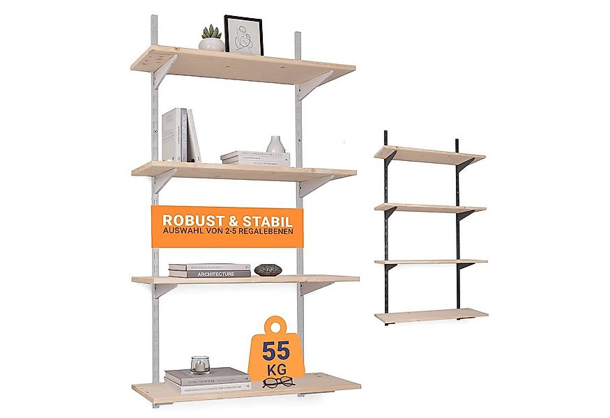 BOOMET Wandregal Regal Bausatz weiß, 80 15-tlg., Wandboard Bücherregal Häng günstig online kaufen