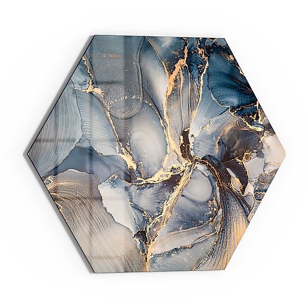 DEQORI Glasbild 'Marmor-Farbspiel mit Gold', 'Marmor-Farbspiel günstig online kaufen