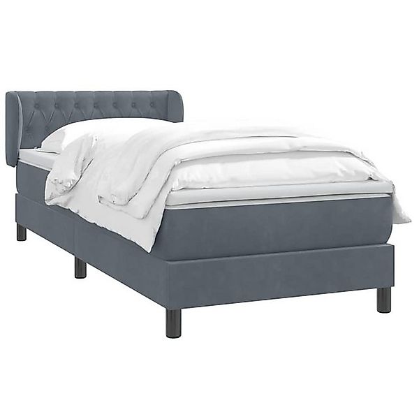 vidaXL Bett Boxspringbett mit Matratze Dunkelgrau 90x210 cm Samt günstig online kaufen