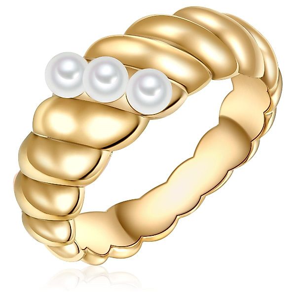 Lulu & Jane Perlenring gelbgold, Messing günstig online kaufen