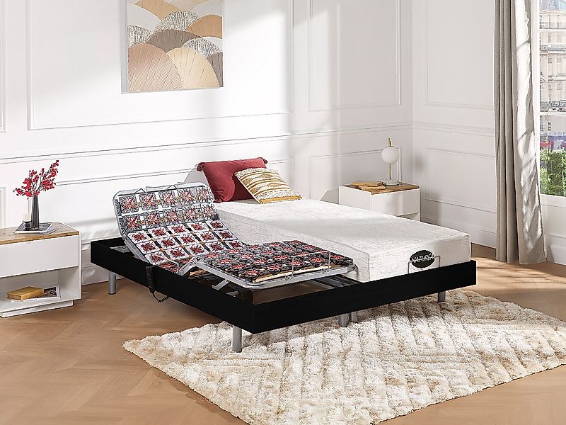 Relax-Bettgestell 2 x 48 Modulteller - 2x 70 x 190 cm - Schwarz - YSMÉE günstig online kaufen