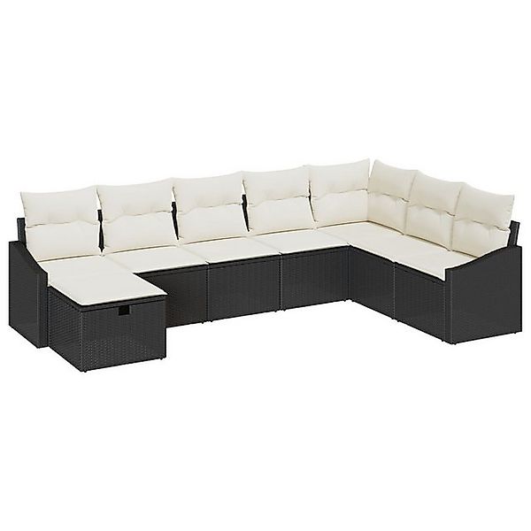 vidaXL Loungesofa 8-teiliges Garten Sofa Set mit Kissen Schwarz Poly Rattan günstig online kaufen