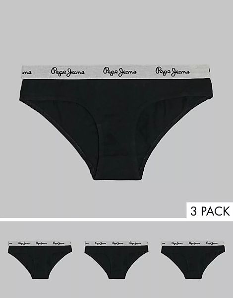 Pepe Jeans – Schwarze Slips im 3er-Pack günstig online kaufen