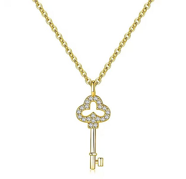 Runde Perlé Kette mit Anhänger Kette mit kleinem Schlüssel Anhänger, Zirkon günstig online kaufen