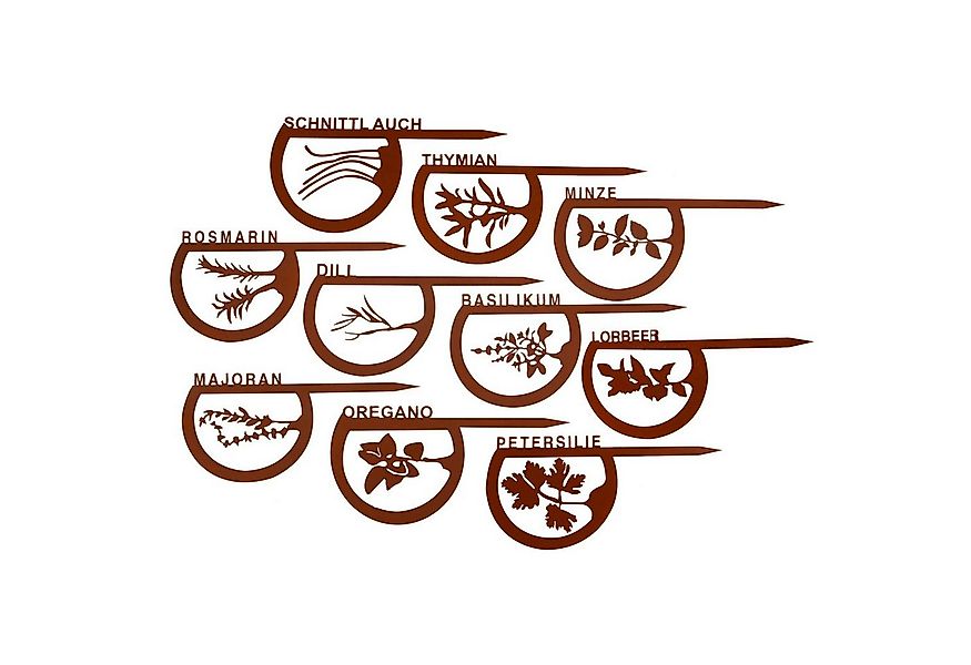 UNUS GARDEN Gartenstecker Kräuterstecker Rostoptik 10er Set Kräuter (10-St. günstig online kaufen