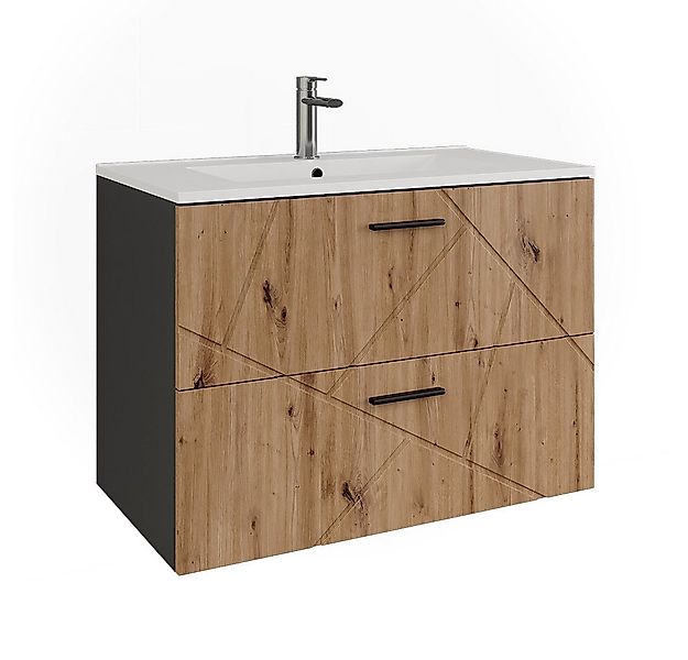 Vicco Waschbeckenunterschrank Irma, Anthrazit/Artisan, 80 x 57 cm mit 2 Sch günstig online kaufen