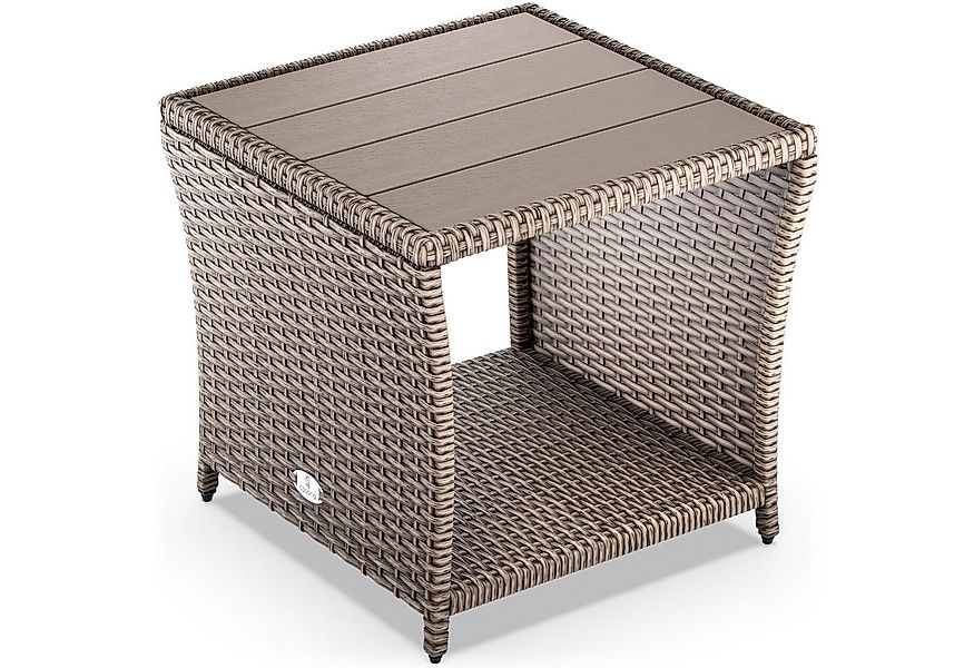 Casaria Beistelltisch (1-St), Polyrattan WPC Tischplatte 45x45x40cm Wetterf günstig online kaufen