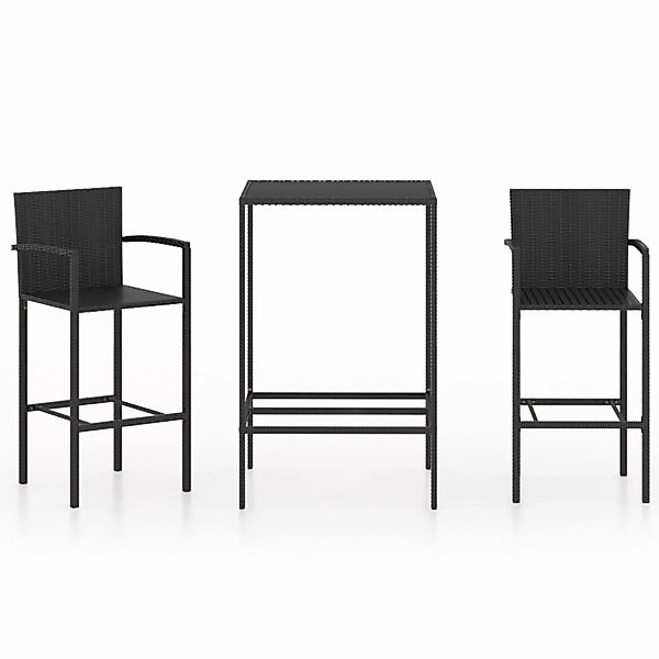 3-tlg. Gartenbar-set Poly Rattan Schwarz günstig online kaufen