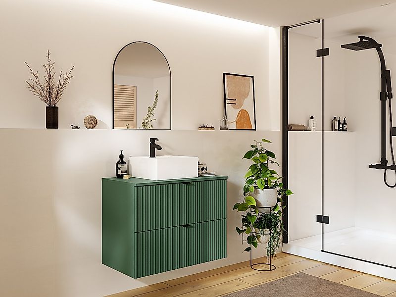 Waschbeckenunterschrank hängend mit quadratischem Aufsatzwaschbecken - Stre günstig online kaufen