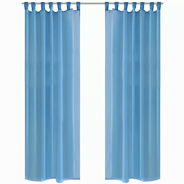 2 X Transparente Gardine Fertiggardine 140 X 175 Cm Türkis günstig online kaufen