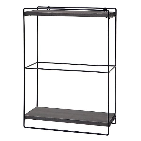 BERLINLODGE Wandregal HxBxT 50x35x17cm Massiv-Holz Metall Industrial 2 Rega günstig online kaufen