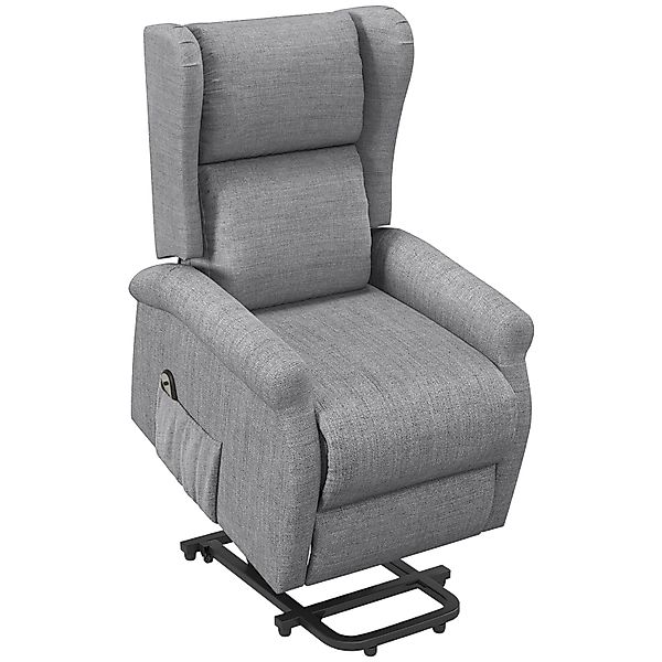 HOMCOM Aufstehsessel Polyester Holz Grau 74L x 94B x 111H cm günstig online kaufen