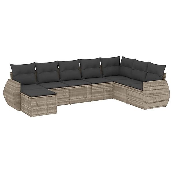 vidaXL 8-Tlg Garten-Sofagarnitur mit Kissen Hellgrau Poly Rattan 3254099 günstig online kaufen