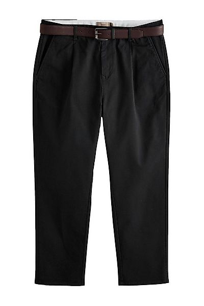 Next Chinohose Weiche Chinohose mit Bundfalten, Straight Fit (2-tlg) günstig online kaufen