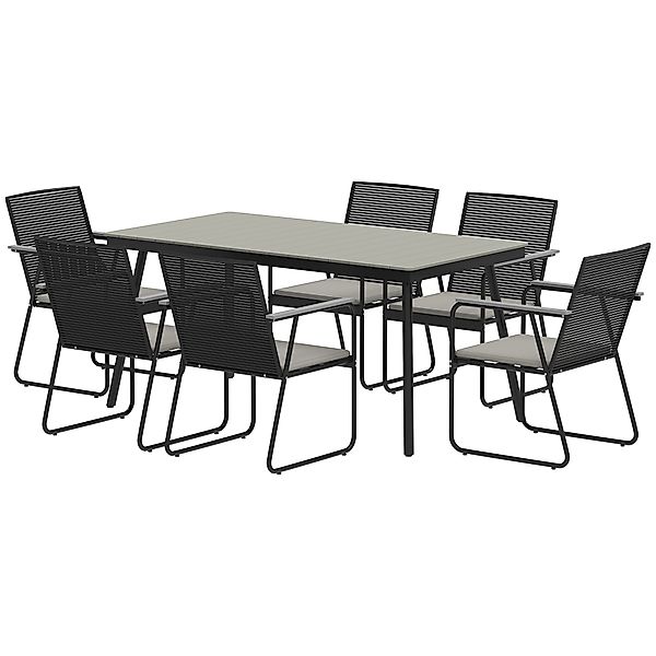 Outsunny Sitzgruppe 7-teilig Metall Essgruppe für 6 Personen Esstisch mit T günstig online kaufen