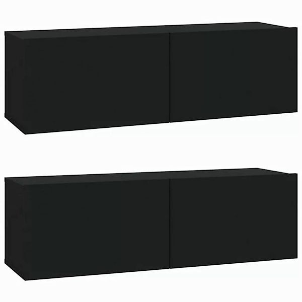 furnicato TV-Schrank TV-Wandschränke 2 Stk. Schwarz 100x30x30 cm Holzwerkst günstig online kaufen